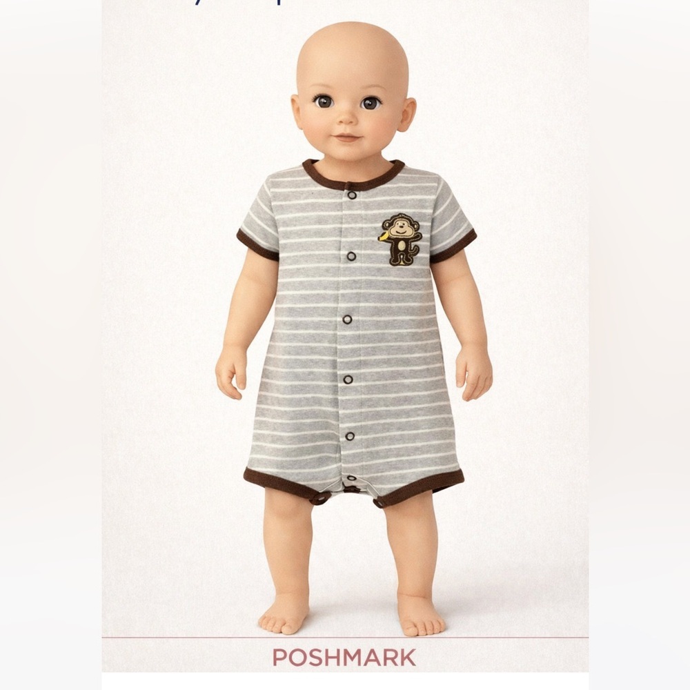 Carter's Striped One Piece with Monkey Patch